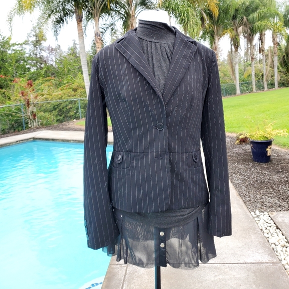 Laundry By Shelli Segal Pin Stripe Blazer Dress Jacket Women’s Size 10, black - Picture 10 of 17